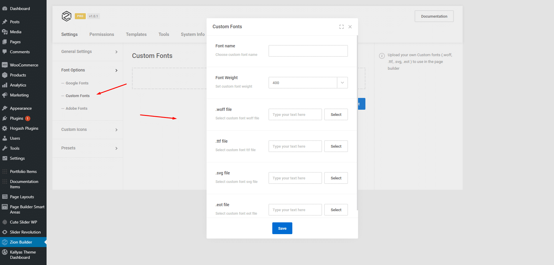 Custom Fonts (Pro) - Zion Builder